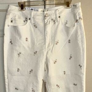 Seven7 High Rise White Floral Jeans